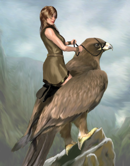 bel oiseau dans un ciel etoile.