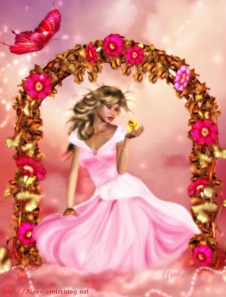 la jeune fille toute de rose vetue